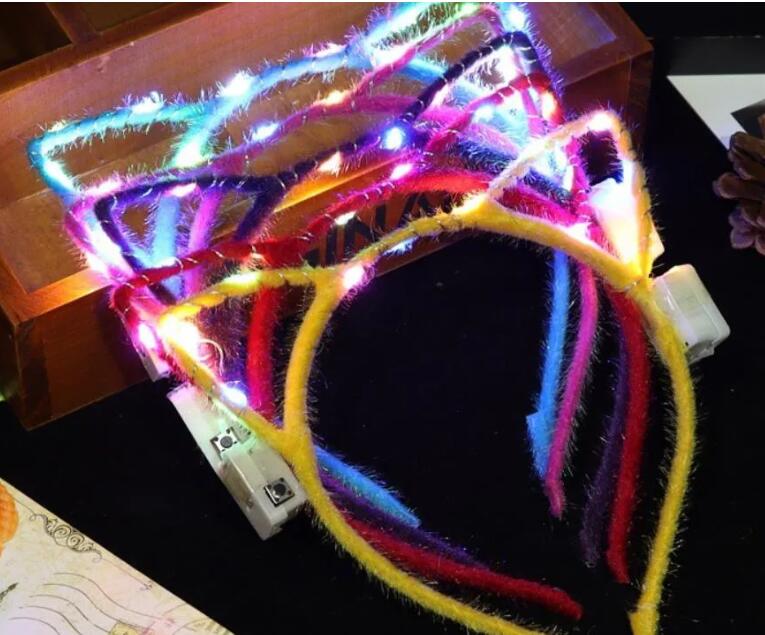 LED Light Up Glasses Rabbit Cat Ear Crown Headband Neon Party Supplies Mardi Gras Glowing Shutters Eyewear Birthday Wedding Decorations Z 6.6-3