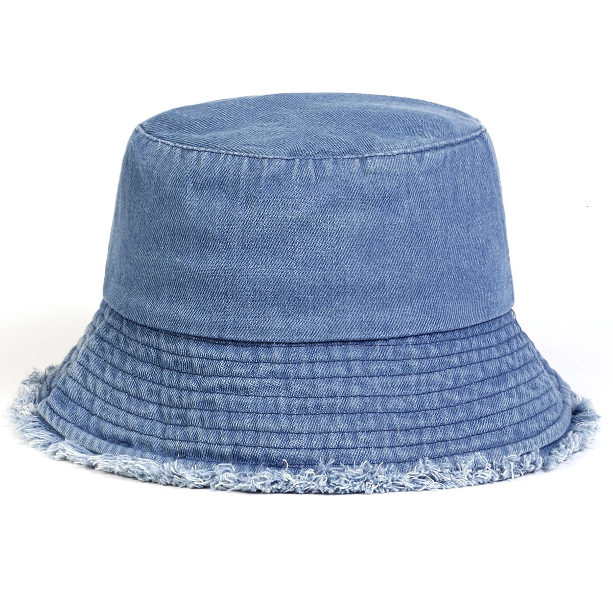 Unisex Light Board Edge Hole Denim Personality Bucket Hats Fishermen Caps Outdoor Casual Cap Sunscreen Hat 250605