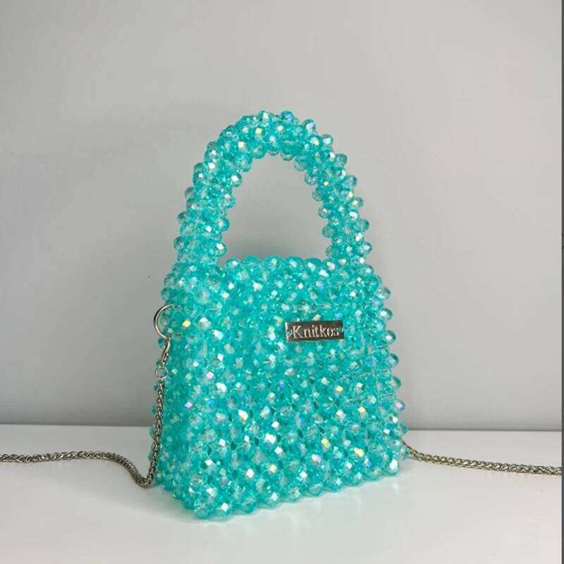 Advanced Shining Crystal Handbag 2024 New Handwoven Beaded Chain Crossbody Bags Fashion Small Banquet Bag Customization