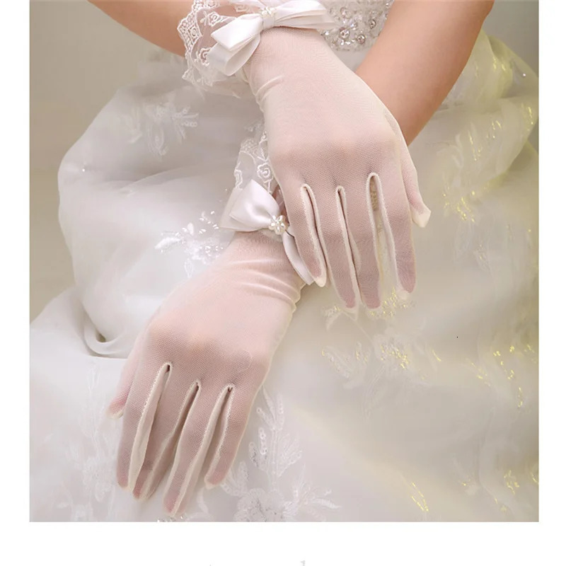 Xianmei Bridal Wedding Dress Lace Gloves Wedding Open Finger Gloves White Lace Medium Length Slim Wedding Gloves Simple 250603
