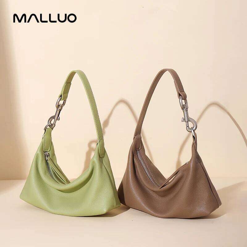 Women's Real Cow Leather Shoulder Bags Ladies Fashion Designer Handbags Female Retro Underarm Cowhide Crossbody Bag New