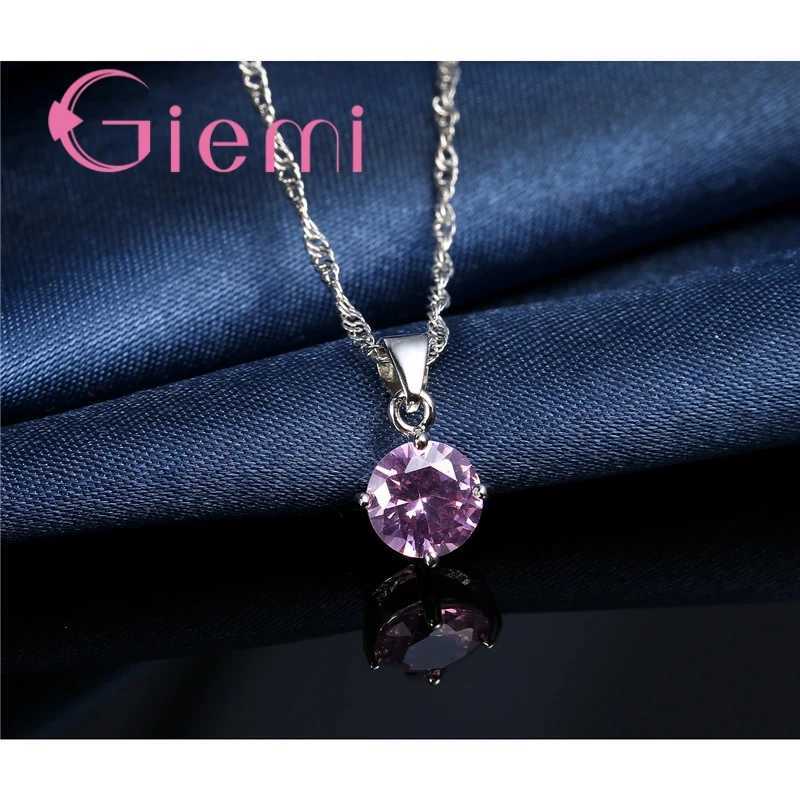 925 Sterling Silver Pendant Necklace Earrings For Women Engagement Fashion Jewelry Set Trendy Austrian Crystal Wholesale Z250607