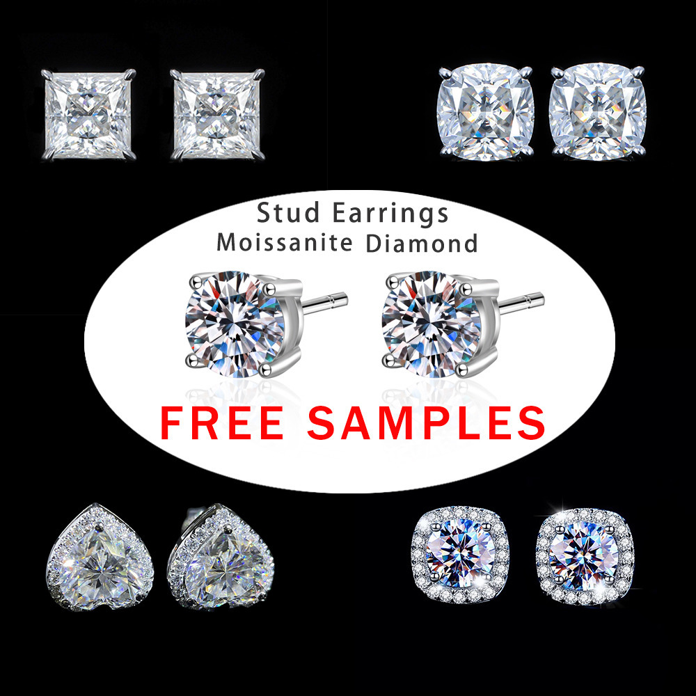 Latest Design White Gold Plated 925 Sterling Silver Fine Jewelry Pass Diamond Test Mossianite Earrings Stud for Women Party