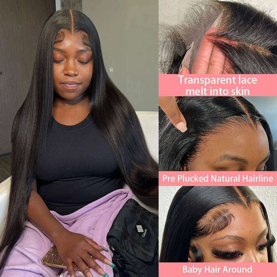 30 32 Inch Bone Straight 13x6 HD Transparent Human Hair Wigs 180 Density Brazilian 13x4 Lace Frontal Wig For Women