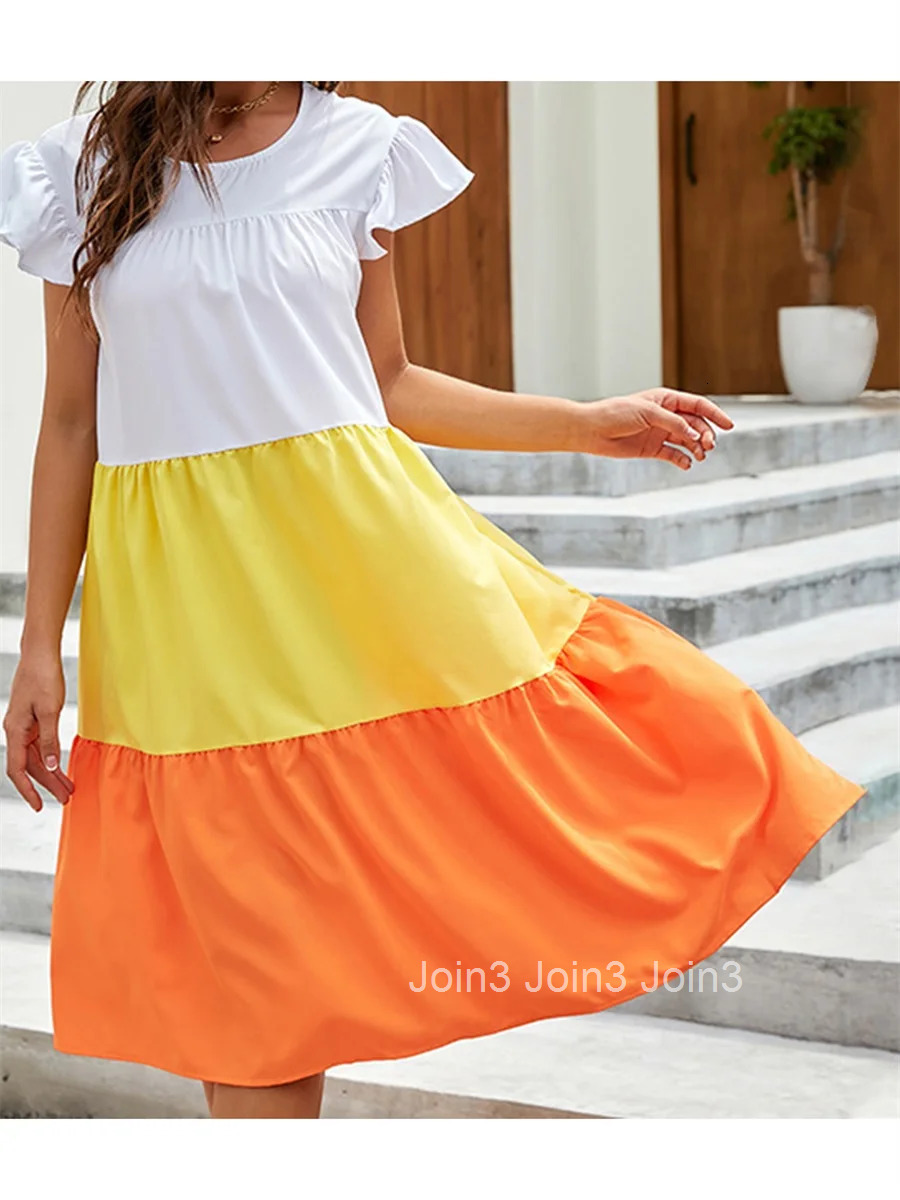 Womens Boho Style Floral Print Maxi Dress with V-neckline and Flowy Ruffle Sleeves Elegant Summer Beach Dress for Vacation or