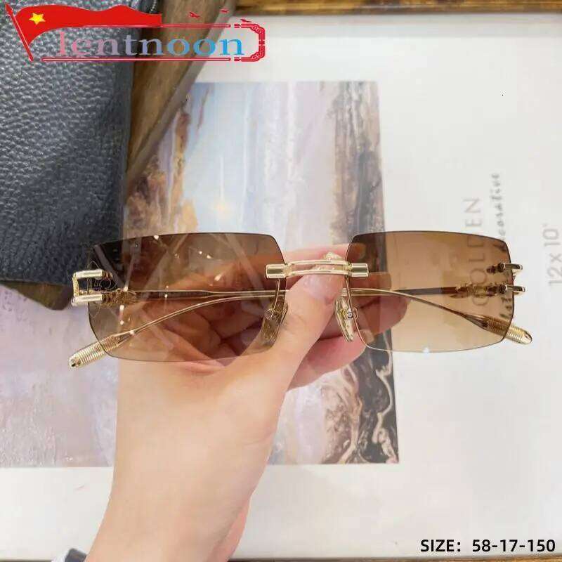 New Fashion Women Sunglasses Rimless Personality Brand Designer Trend Square Beach Party UV400 Outdoor Sun Glasses 2024