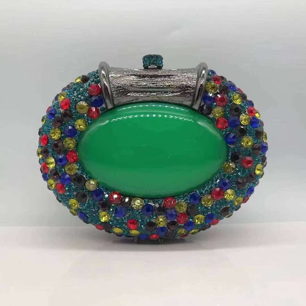 XIYUAN Oval Shaped Crystals Evening Bags Women Boutique Dia Clutch Purses And Handbags Bridal Wedding Gem Phone Purse