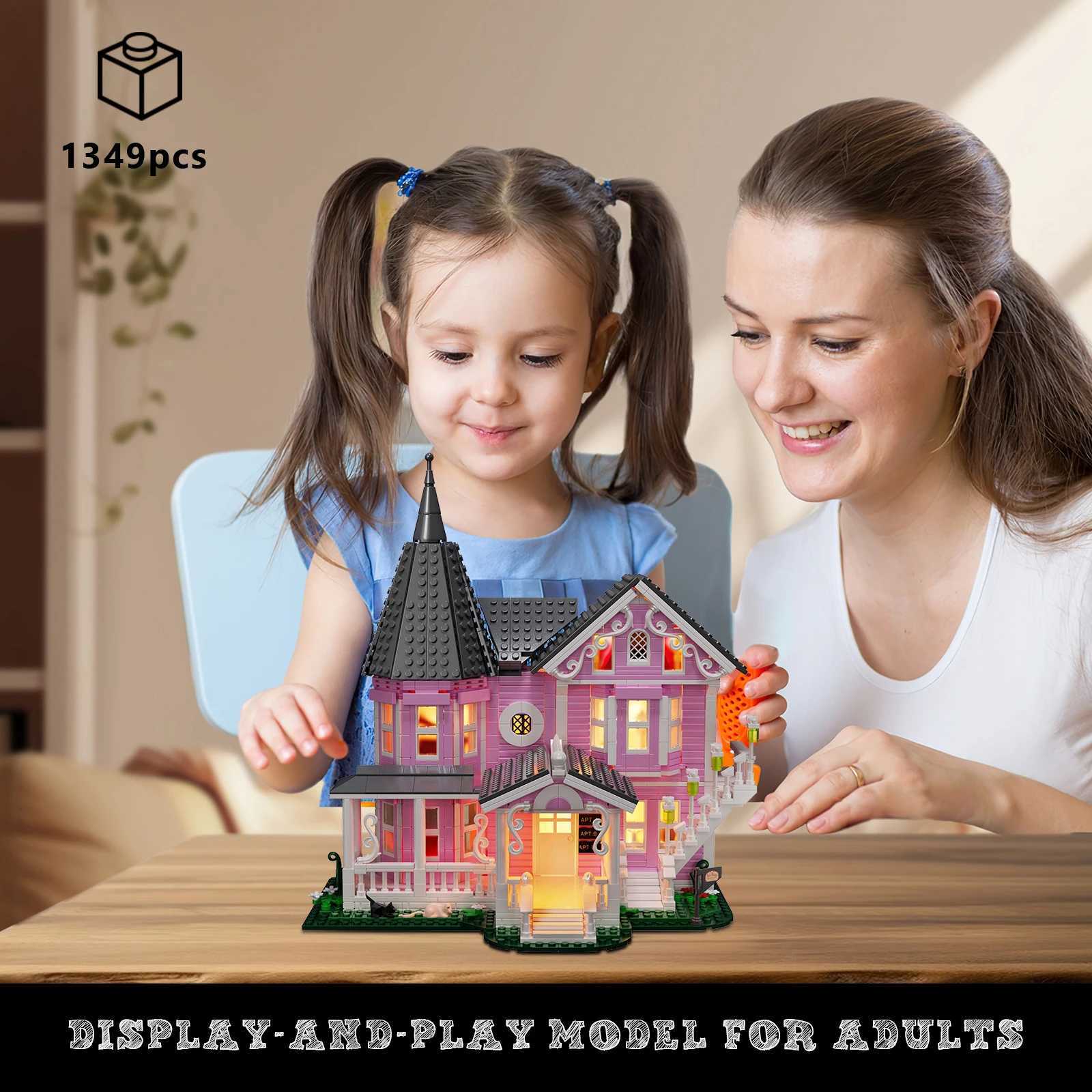 Coraline Pink Palace Apartment Building Block Set Ideas Movie Architecture Model Toys for Boys and Girls Christmas Gifts Z250607