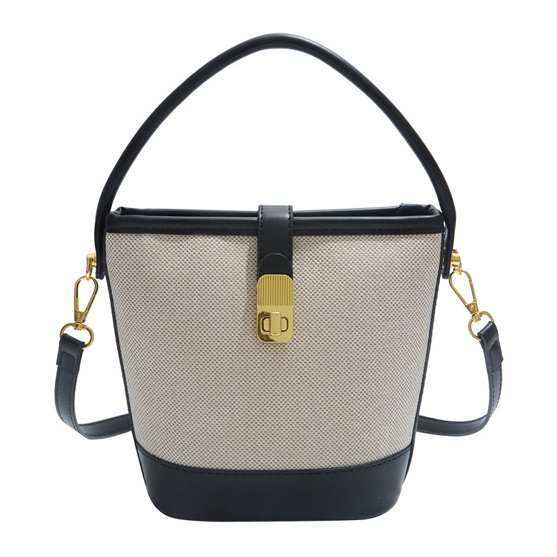 designer Niche Retro Bag for Women 2025 New High-end Versatile Handbag Bucket Bag Patchwork Shoulder Crossbody Bag