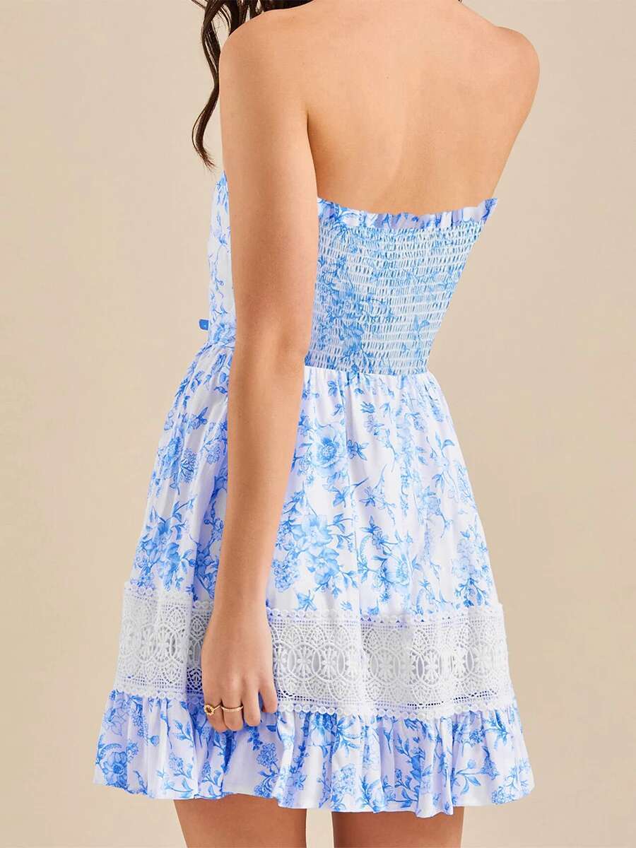 Womens Boho Off Shoulder Maxi Dress with Floral Print and Ruffled Hemline Perfect for Summer and Beach Vacation