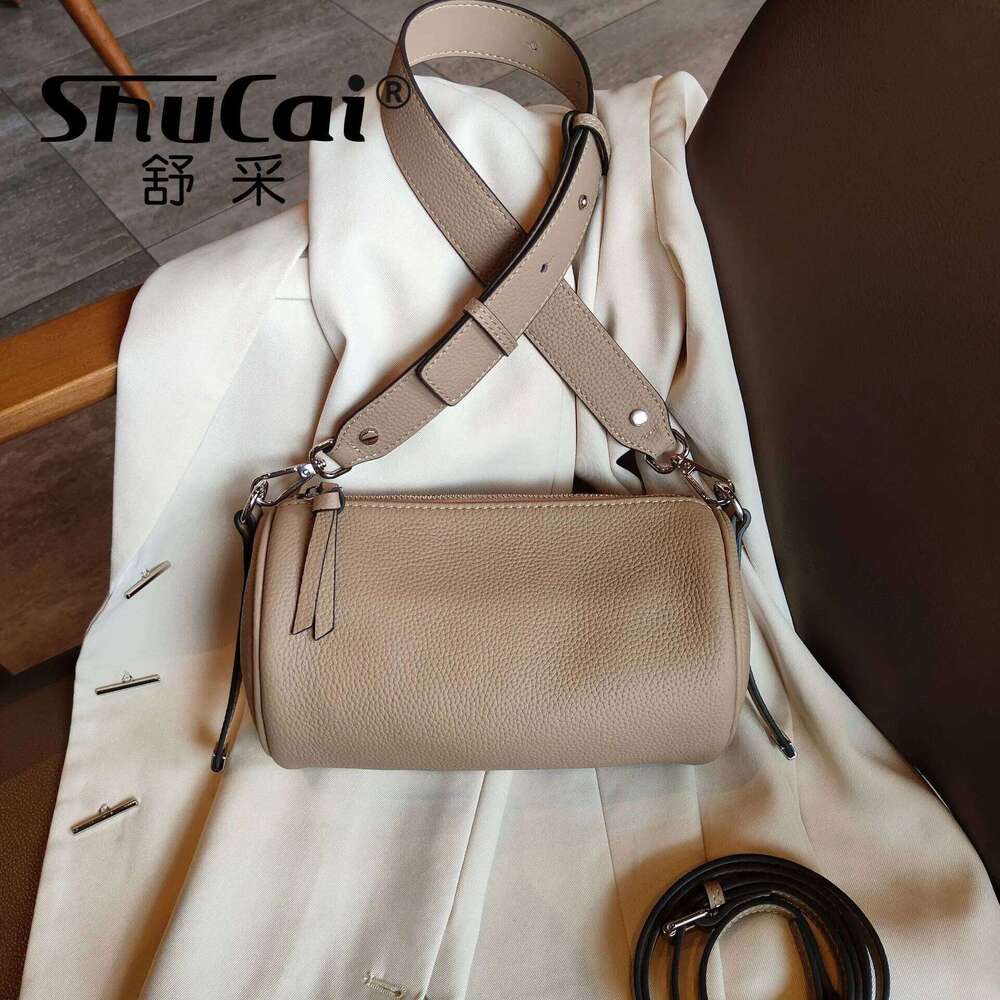 2025 New Genuine Leather Women Cylinder Underarm Designer Ladies Shoulder Crossbody High Quality Bamboo Bag for Woman