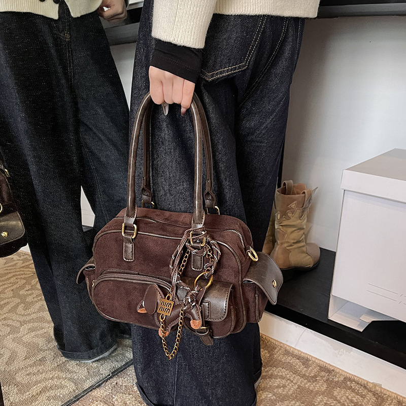 designer Premium Texture Bowling Bag for Women 2025 Autumn Winter New Boston Handbag Versatile Commuter Crossbody Tote Bag