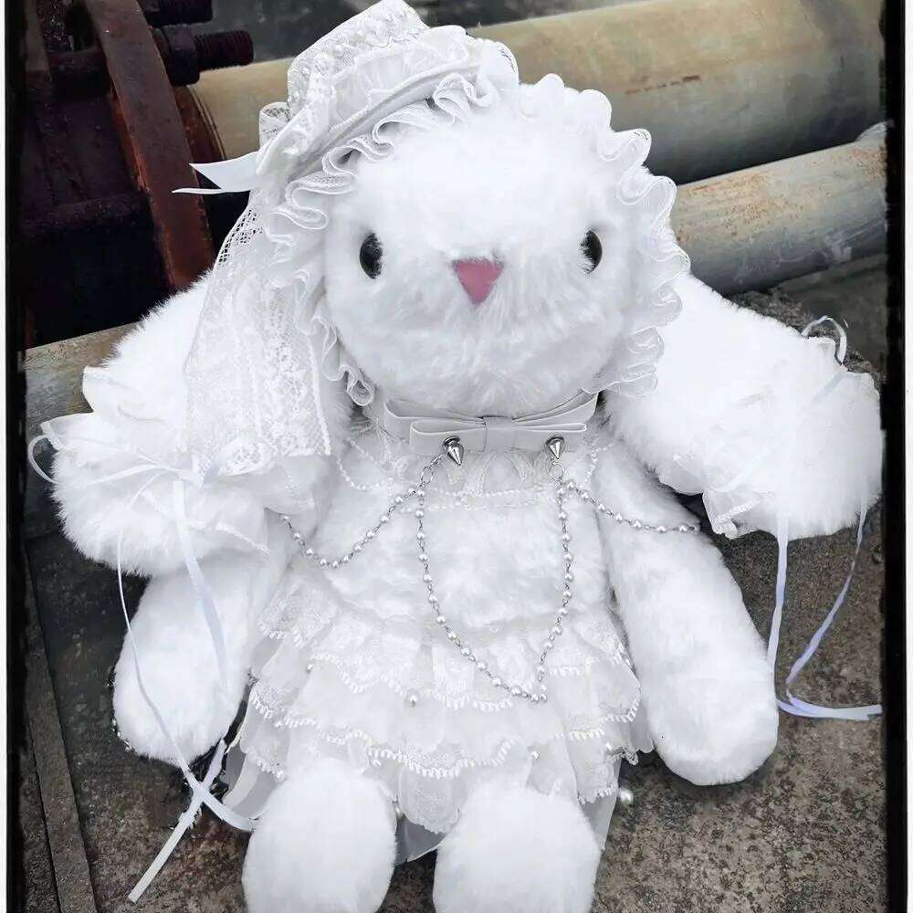 MBTI Bunny Shoulder For Women Cute Plush White Fluffy Y2k Chains Gothic Crossbody Bag Lace Kawaii Lolita Jk Female Handbag