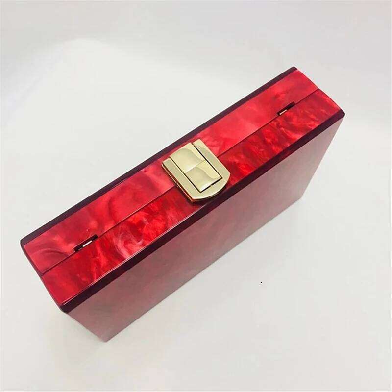 Brand Acrylic Evening Bag Pure Red Pearl Clutch Purse Designer Handbag Noble Wedding Bridal Chain Shoulder Crossbody Bags