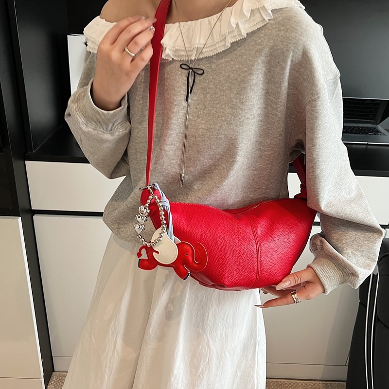 designer Korean Style 2025 Spring New Vintage Simple Pleated Dumpling Bag Ins Women's Bag Trendy Shoulder Bag Crossbody Horn Bag