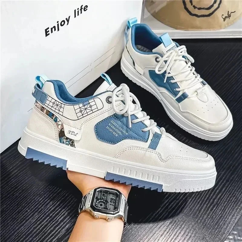 2025 Fashion Men Casual Platform Sneakes LaceUp Trainers Student Sneakes Mens Vulcanized Shoes Tennis Sneakers 250603