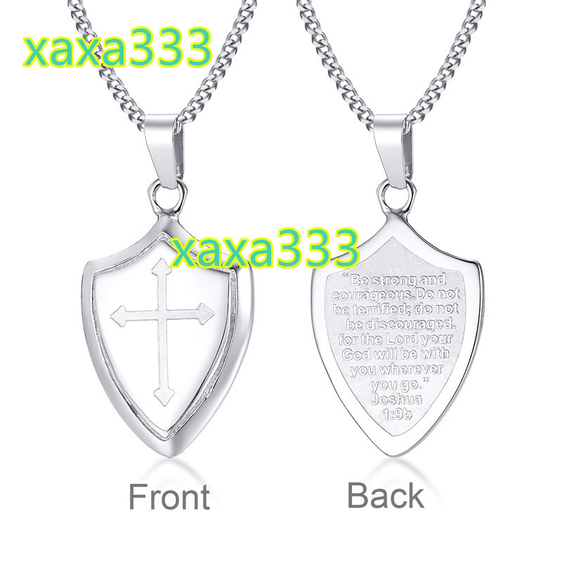 New Fashion Bible Verse Cross Shield of Faith Pendant Necklace