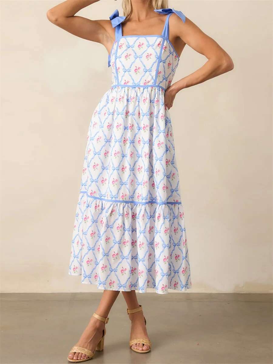 Womens Elegant V-neck Maxi Dress with Ruffle Sleeves and Belted Waist - Perfect for Summer Parties and Events