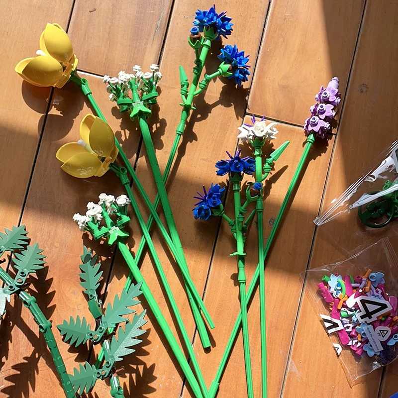 Creative Romantic Wildflower Bouquet Flower Building Blocks Home Desk Plant Decoration Assemble Bricks Toy Gift For Children Girl Z250607