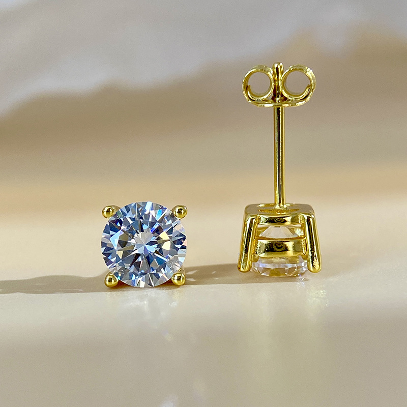 Choucong Elegant Stud Earrings Classical 4 Claw Jewelry Solitaire Pure 100% 925 Sterling Silver Round Cut Lab Moissanite Diamond Party Women Wedding G