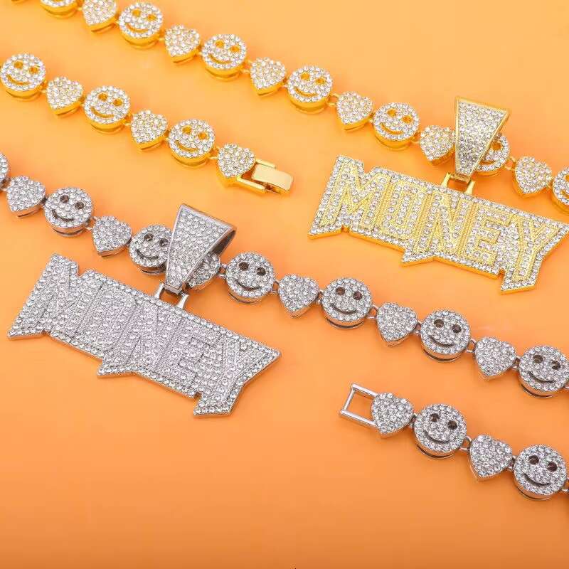 Popular Hip Hop Jewelry Fine Cuban Link Chains Fashion Chokers Necklace Men Bracelet Pendant Necklace Jewelry Set