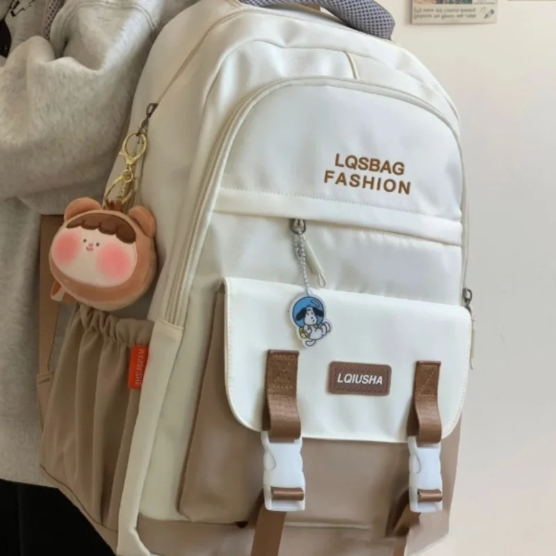The college style soft girl color schoolbag Korean version simple letter backpack for primary and secondary school students 250605
