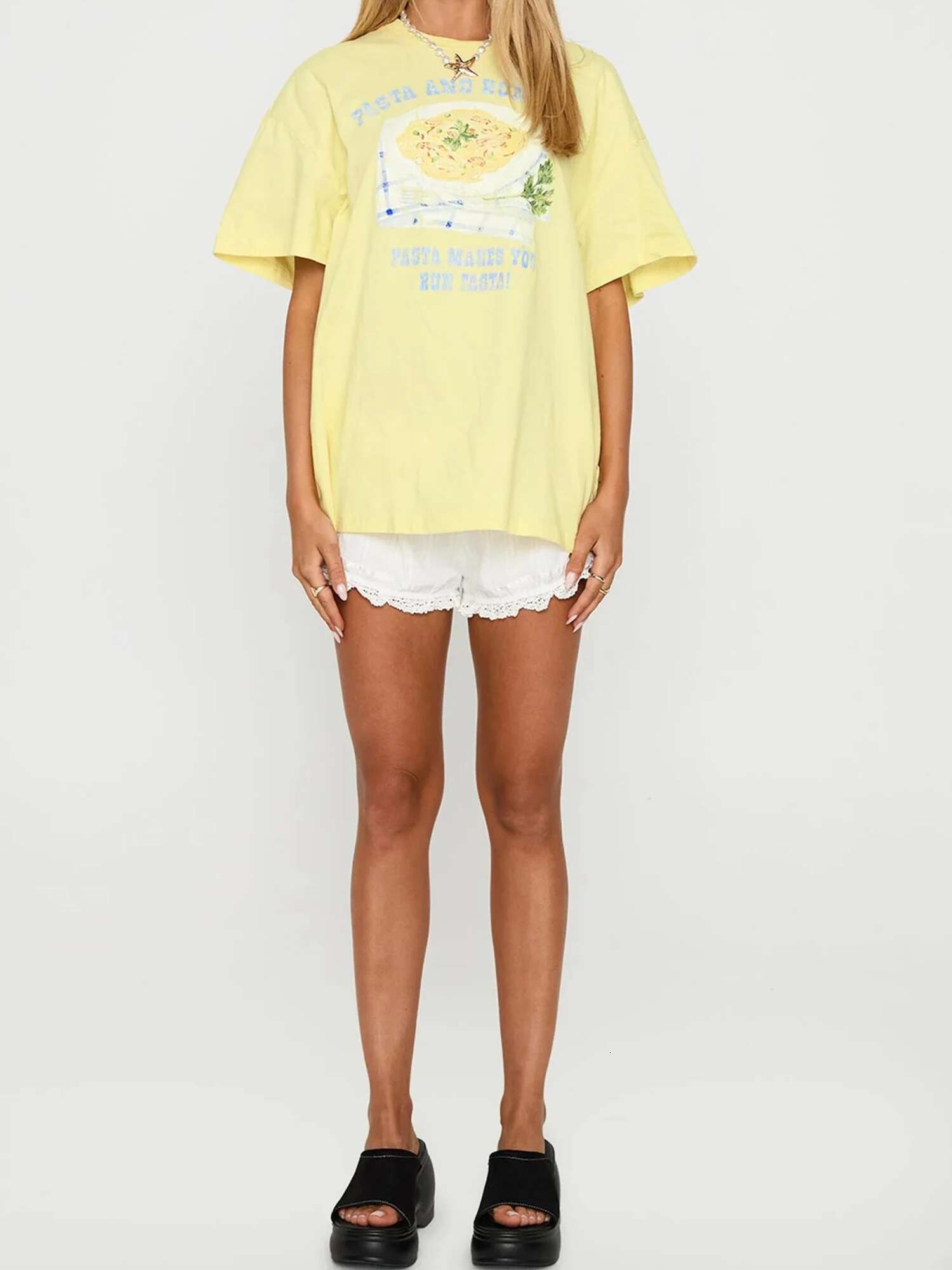 Womens T-shirt Round Neck Short Sleeve Avocado Print Summer Loose Tops for Casual Daily Wear and Relaxation