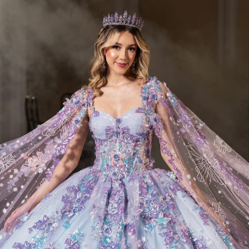 Sky Blue Shiny Off The Shoulder Ball Gown Quinceanera Dresses Appliques Flower Beading Crystal Tull Sweet 16 Dress vestidos 15 anos