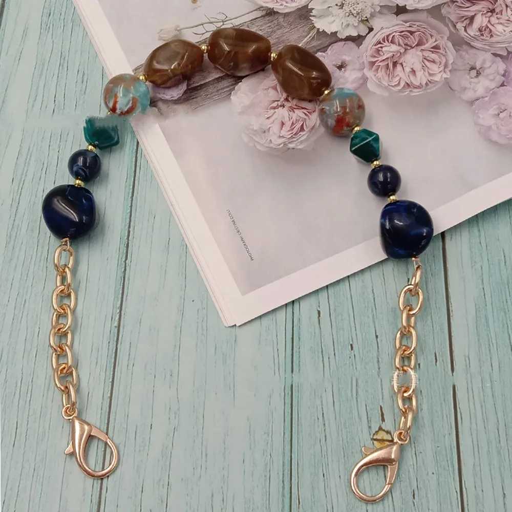 1Pcs New Colorful Acrylic Handbag Strap Handle Bead Replaceable Resin Stone Wristlet Purse Bag Belt DIY Bag Parts Accessories XJ250607