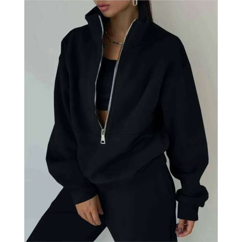 Tracksuit Set Stylish Autumn And Winter New Fashion Comfortable Warm Zipper Two-piece Sets For Sports Casual Women's Clothing