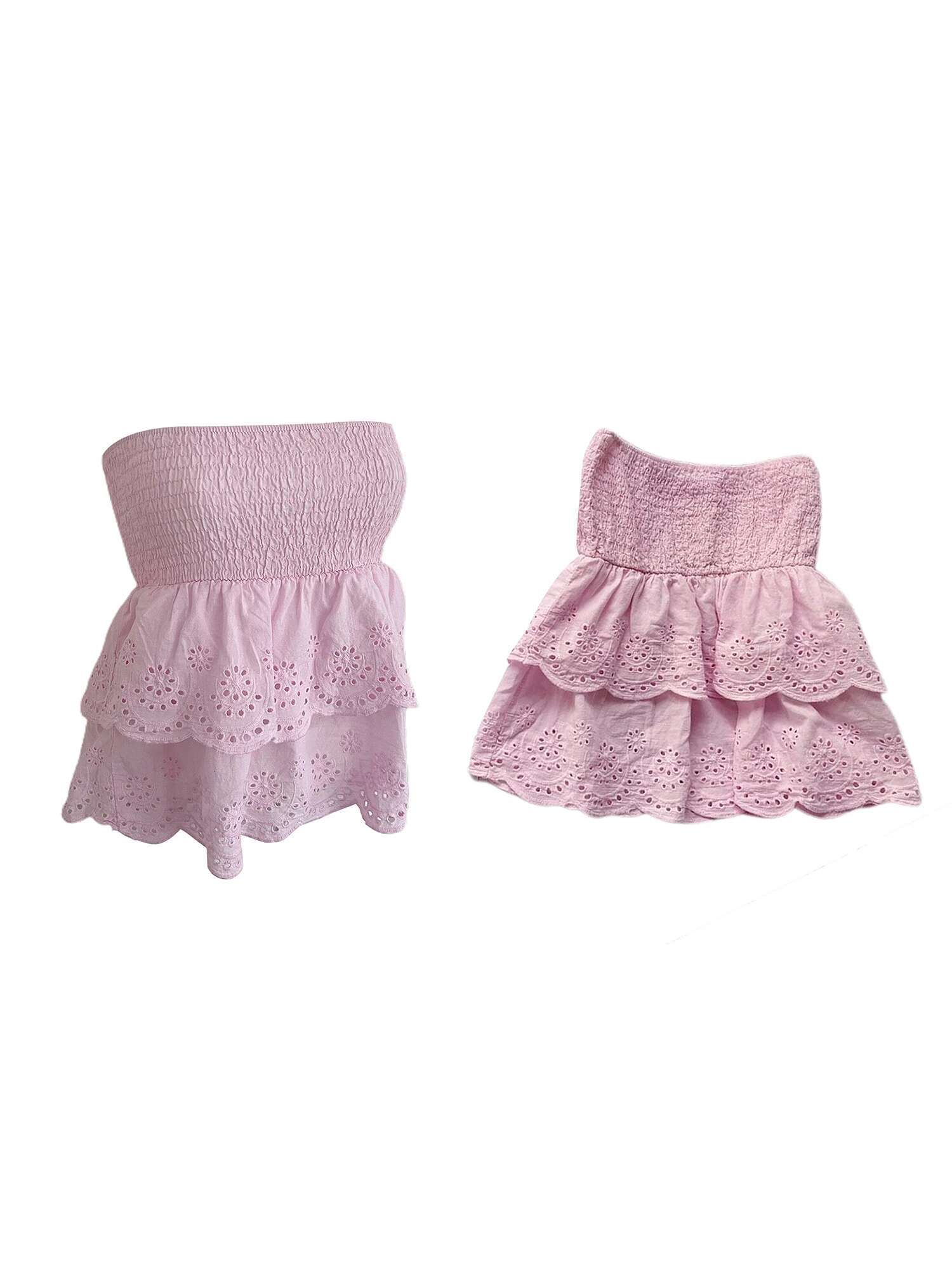 Womens Stylish Off-shoulder Crop Tops with Ruffle Trim and Smocked Waistband for Casual Summer Outfits