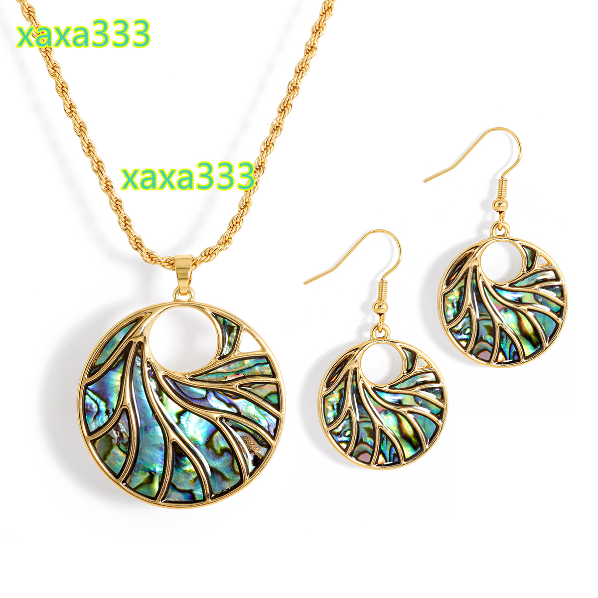 Hawaiian Jewelry Wholesale Hawaiian Jewelry Sets Frederic Sage 14K Abalone Necklace Set Gold Plated