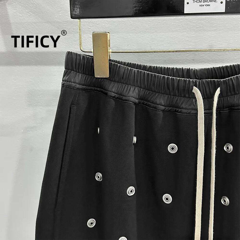 TIFICY High Street Cotton Pants Men's Summer Punk Multi Willow Nail Dark Loose Fit Five Inch Mid Length Sweatpants Casual Shorts