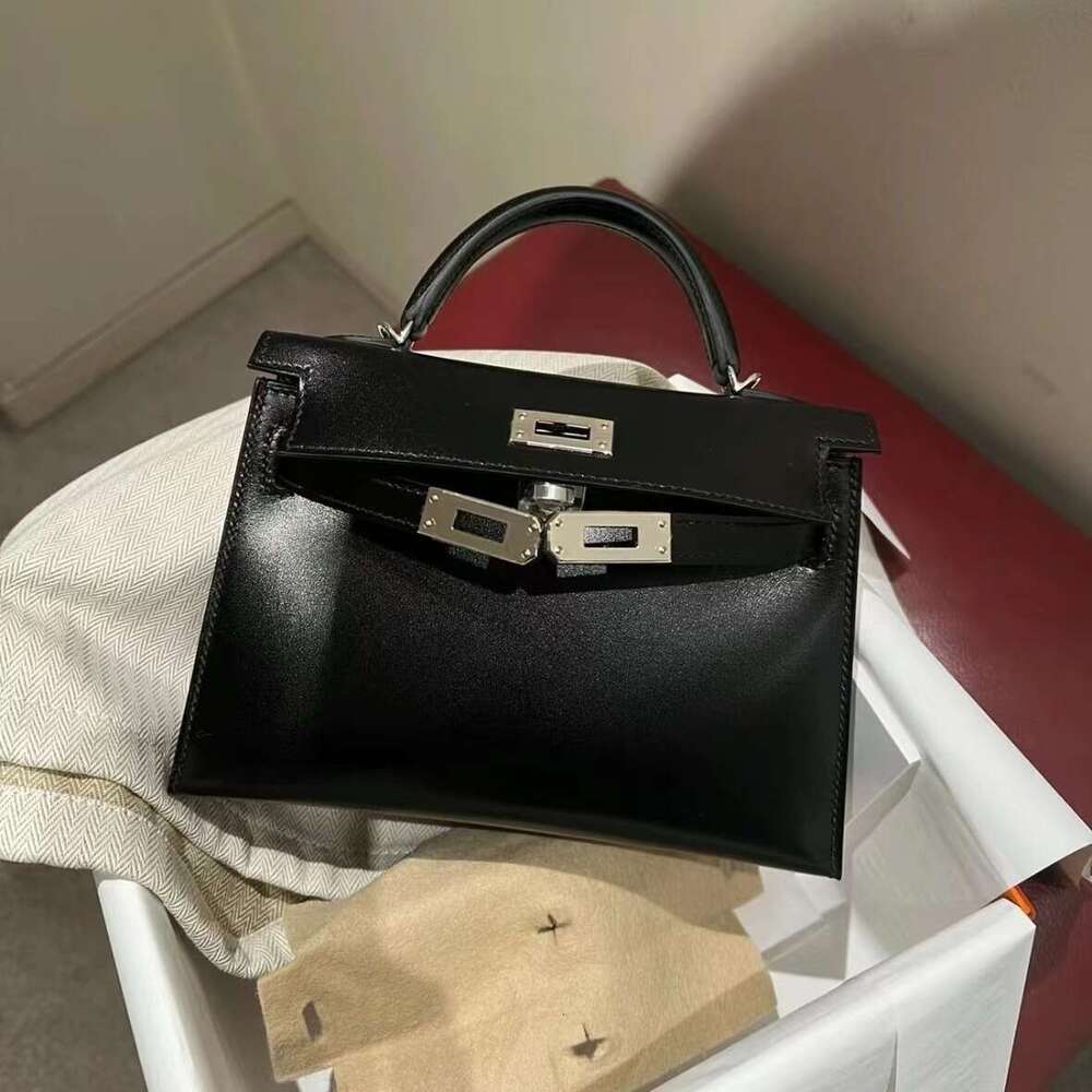 2024 New Box Leather Second Generation Mini Women's High-end Black Handbag Cowhide Shoulder Crossbody Bag