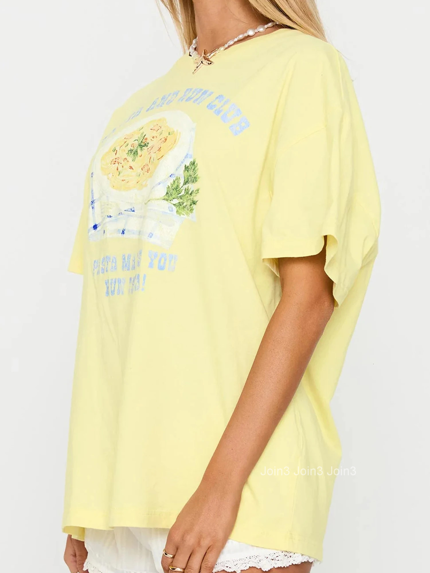 Womens T-shirt Round Neck Short Sleeve Avocado Print Summer Loose Tops for Casual Daily Wear and Relaxation