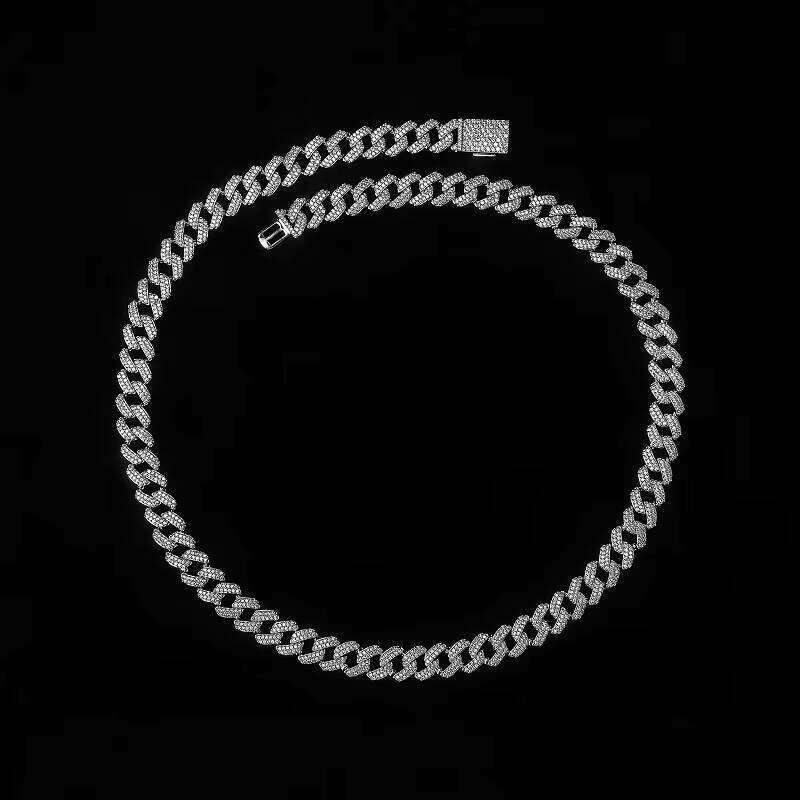 Classic 8mm Punk Rock Link Custom S Sier Man Necklace with Dia Hip Hop Choker Cuban Chain in Rose Gold Main Stone