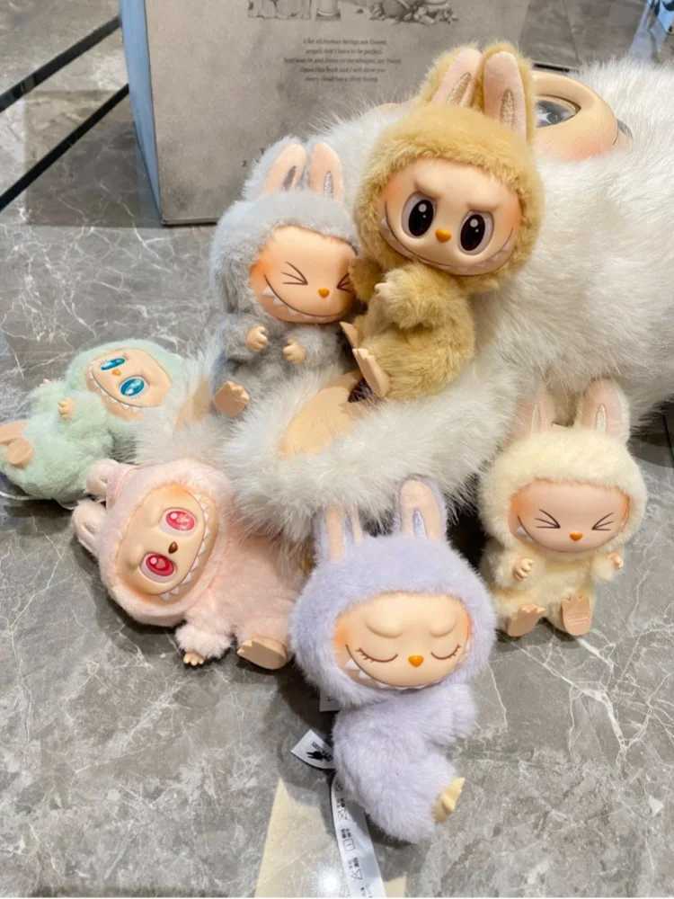 High Quality Anime Labubu Have A Seat Series Pendant Flocking Doll Model Toy Cute Monster 1 1 Replica Keychain Toy Birthday Gift Z250607