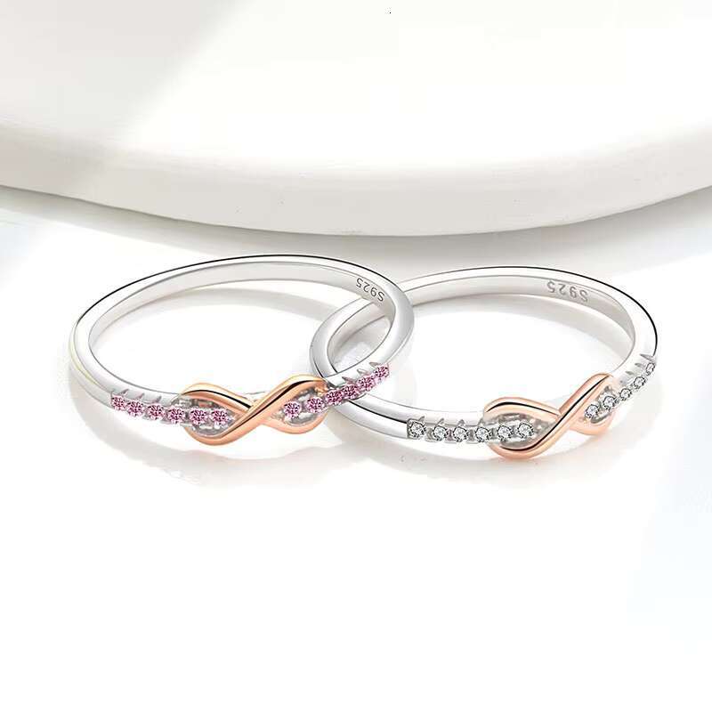 925 pure silver lucky number 8 ladies ring; ladies fashion jewelry; infinite lucky character moissanite inlaid ring; popular accessories