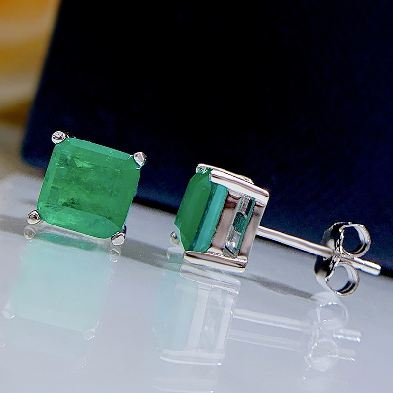 Choucong Brand New Top Sell Stud Earrings Women Fashion Jewelry Genuine 100% 925 Sterling Silver Princess Cut Emerald Paraiba Party Women Wedding Earr