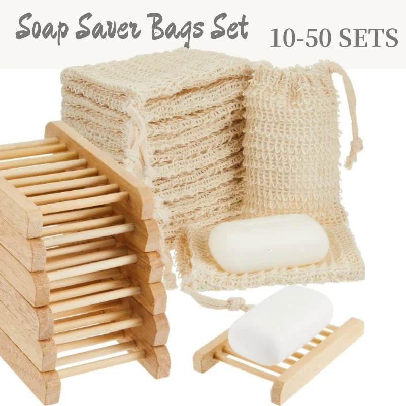 10-50PCS Soap Bags Wood Soap Dish Tray Hand Craft Soap Holder Bath Gifts Bar Soap Pouch Birthday Christmas Gift Soap Supplies 250604