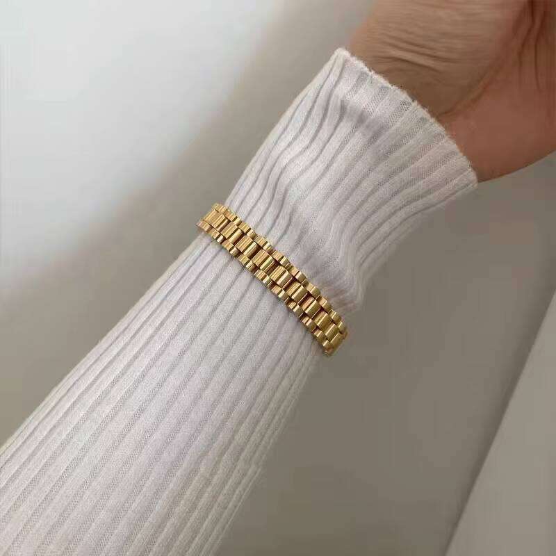 Pulsera Gold Plated Stainless Steel Couple Bracelets for Women Men Bangles