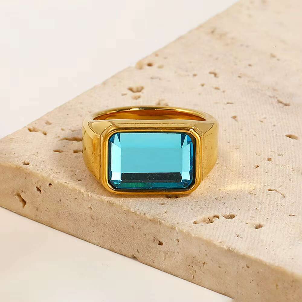 Retro simple large diamond women's ring European and American style S925 18K gold plating Popular new jewelry