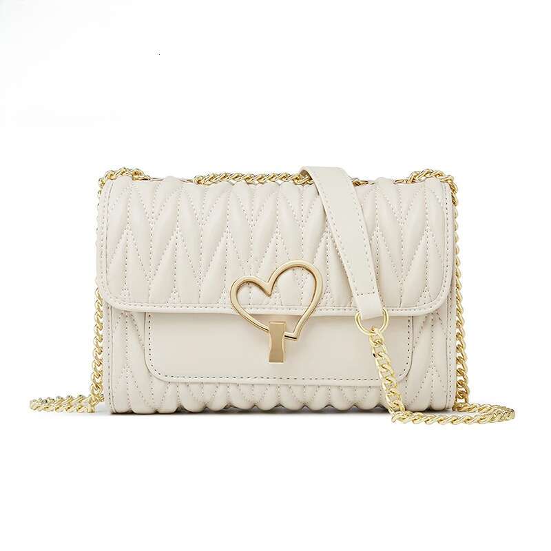 Cowhide Shoulder High Quality Women Small Off White Underarm Design Chain Flap Stylish Lady Love Crossbody Bag