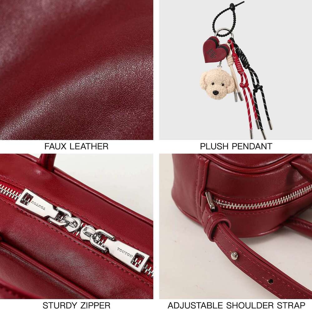 TOUTOU Boston Bowling Imitation Plant Tanning Premium Autumn Single Shoulder Handheld Crossbody Bag for Women Christmas Gift