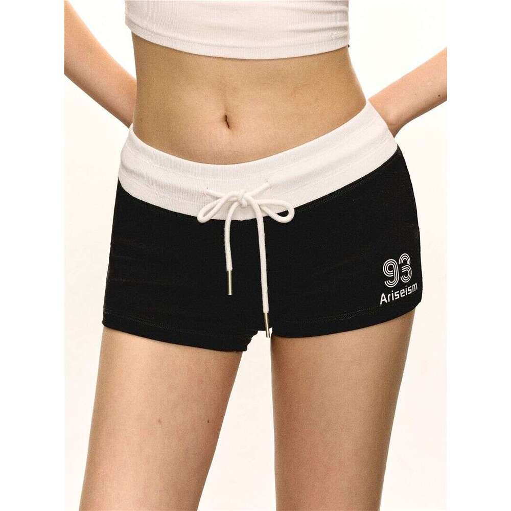 Drawstring Sports Shorts 2 Summer Girl Sporty High Waist Hip-hing A-line Wide-leg Pants Fashion 2025 New Stylish Versatile Trendy Clothing Ins