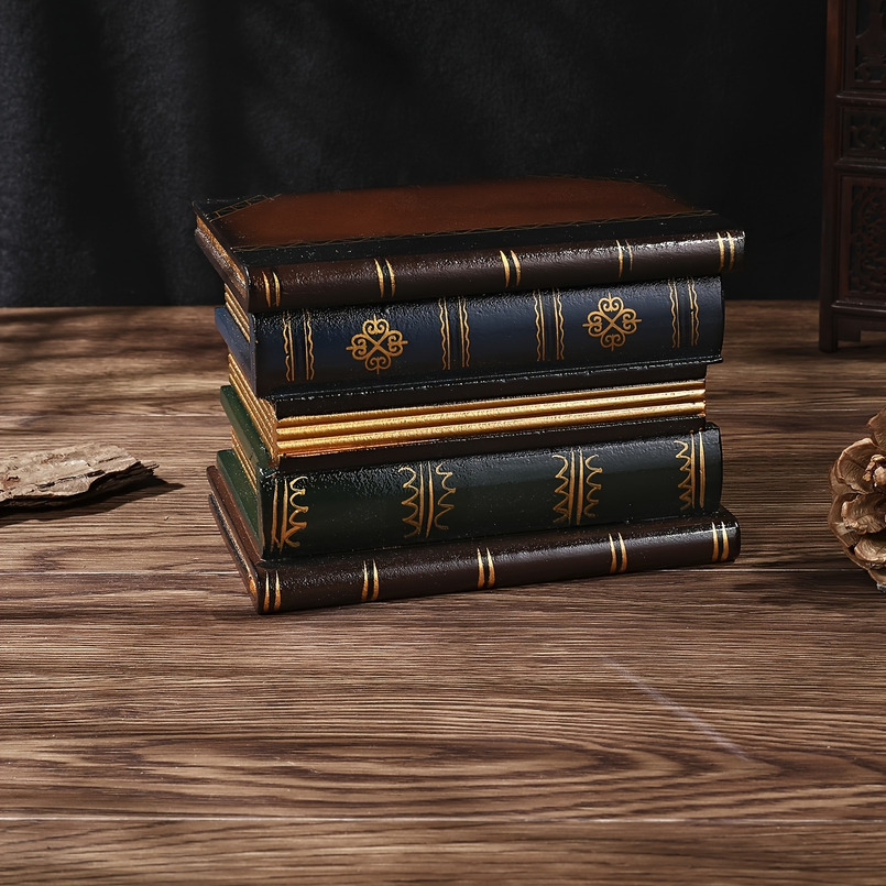 A Style of Hand-painted Classical Book-shaped Decorative Piece, Desktop Ornament, Storage Box, Jewelry Box