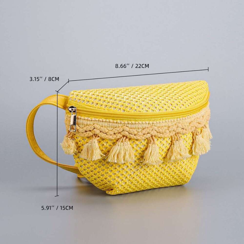 2025 New Women's bags tote bag Tassel Woven Waist Bag High-End Straw Crossbody