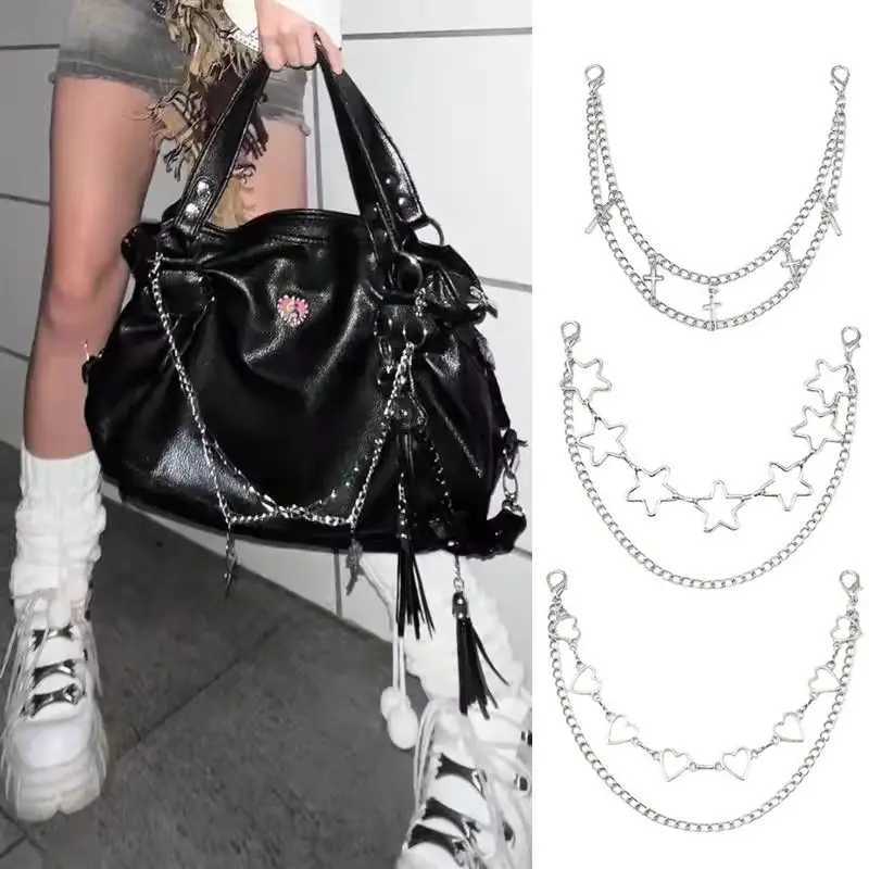 Y2k Metal Chain Strap for Bags Multi-layer Bag Chain Personality Bag Handle Pendant Fashion Delicate Metal Chain Ornaments XJ250607