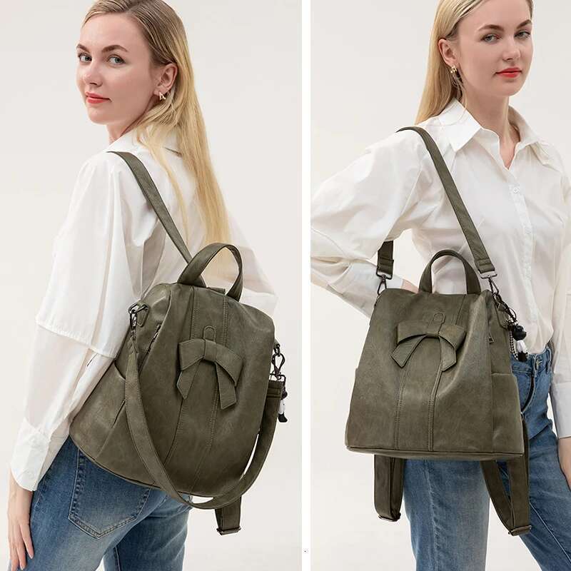 Fashion Women Backpack 2024 New Bow Decoration Girls Anti Theft Shoulder Bag PU Leather Waterproof Large Capacity Handbag C3818