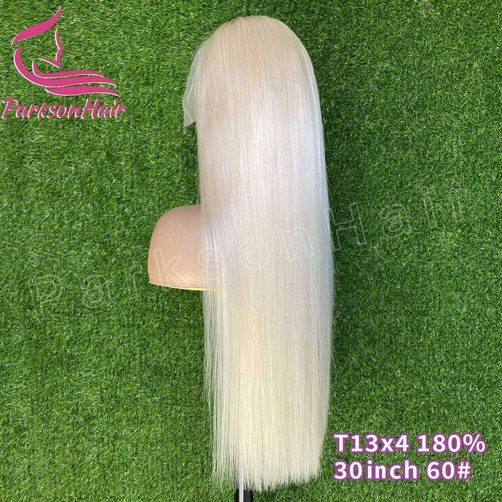 NAMM 13X6 HD Transparent Platinum Ash Blonde Colored Front Wig Pre Plucked 13X4 #60 White Lace Frontal Wigs For Women Human Hair